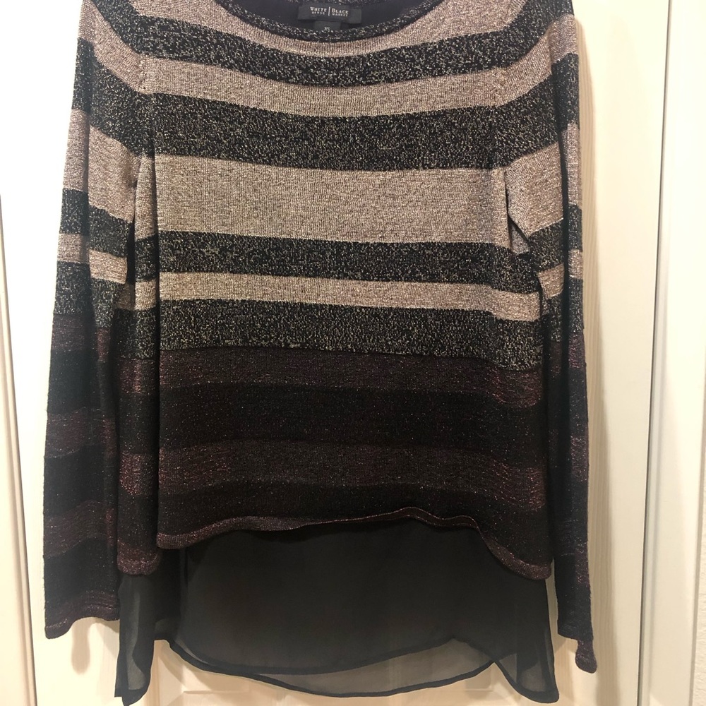 WHBM Metallic top with sheer underlay